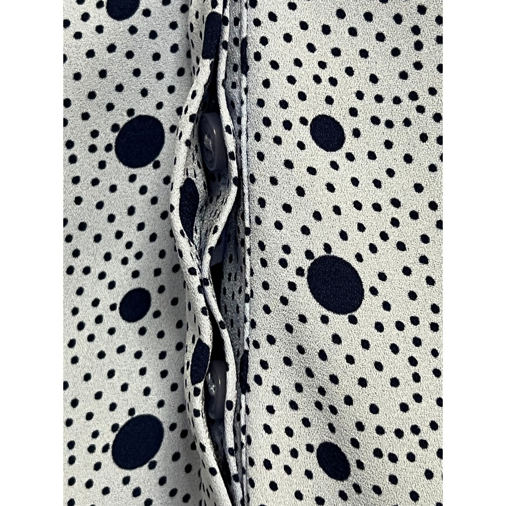 Talbots Polka Dot Blouse Womens Medium Blue Navy Sleeveless Split Neck Top - Picture 4 of 7